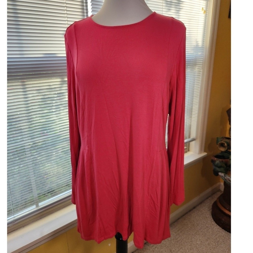 J.Jill Wearever Medium $89 Salmon Pink Rayon Stretch Long Sleeve Tunic